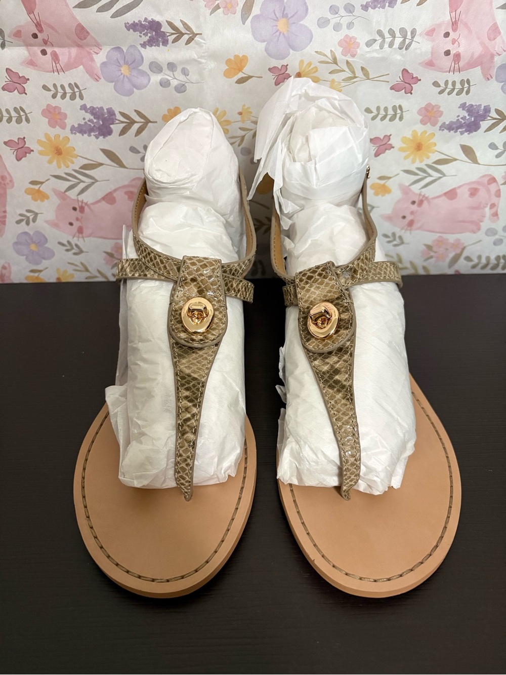 Coach sandals Ingrid print snake skin Q7144 Natural. Size 7.5M. New with box.